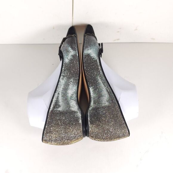 Stuart Weitzman Women's US10M Black Metallic Iridescent Glitter Ballet Flats - Picture 11 of 16